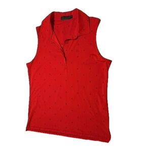 G/FORE Women's Killer T's Printed Sleeveless Golf Polo Orange/Red Size M